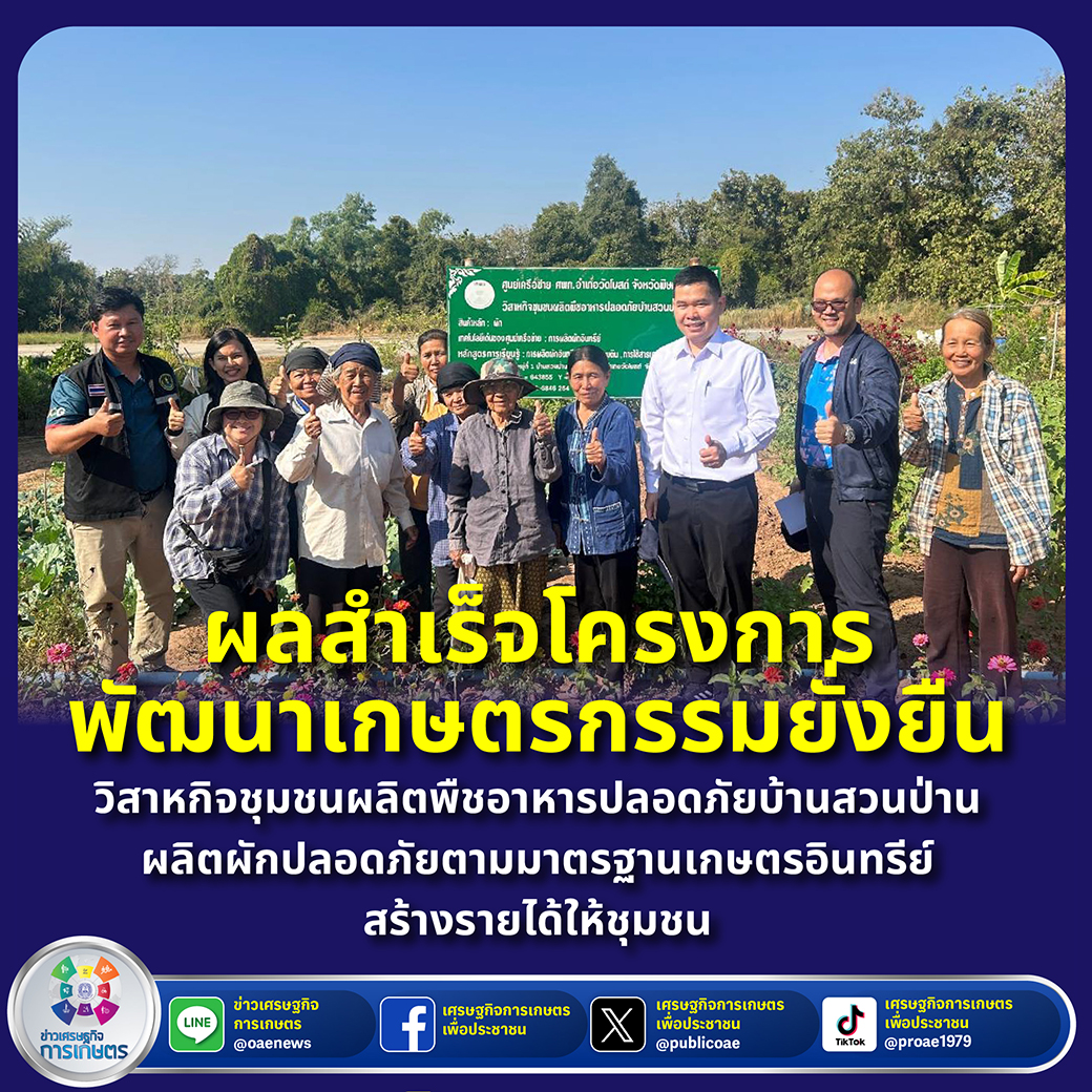 ผลสำเร็จโครงการพัฒนาเกษตรกรรมยั่งยืน วิสาหกิจชุมชนผลิตพืชอาหารปลอดภัยบ้านสวนป่าน ผลิตผักปลอดภัยตามมาตรฐานเกษตรอินทรีย์ สร้างรายได้ให้ชุมชน